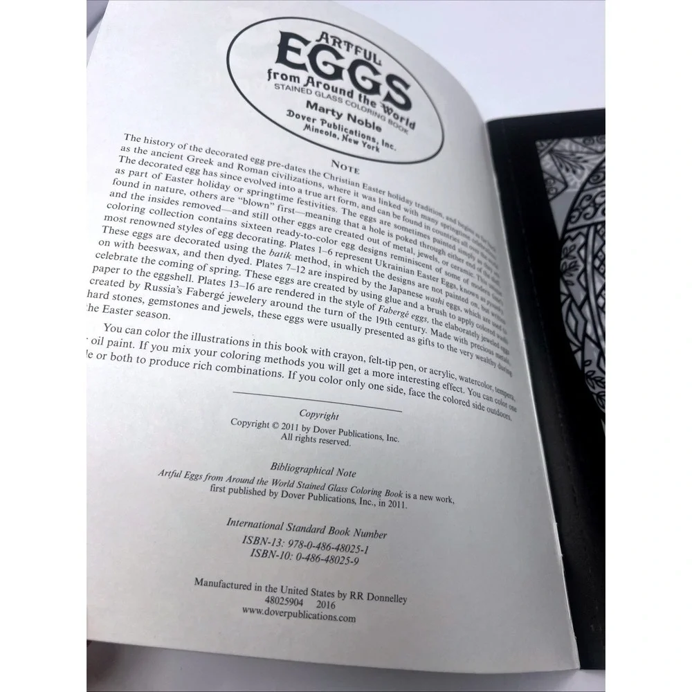 Artful Eggs from Around the World Stained Glass Coloring Book Marty Noble 2011